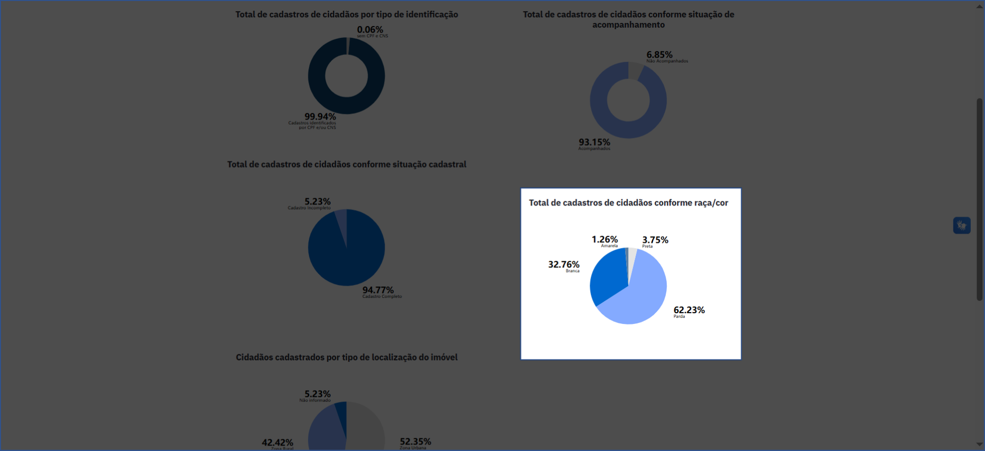 Total de cadastros de cidadãos conforme raça/cor